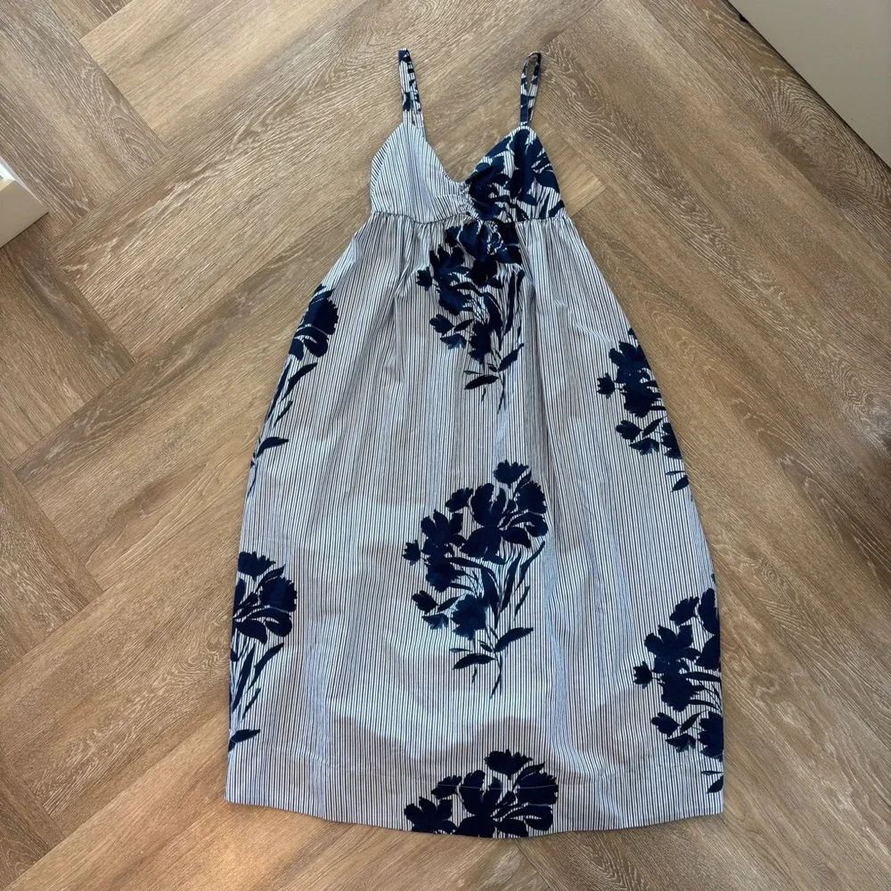 Abercrombie & Fitch Blue Striped Dress with Navy Floral Print Size SP - Picture 2 of 5